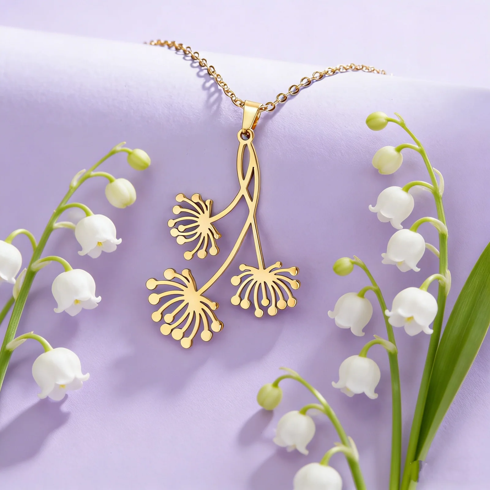 Löwenzahnblüten-Halskette für Damen aus Edelstahl, Choker-Kette, Modischer Hochzeits- und Brautjungfern-Schmuck, Geschenke