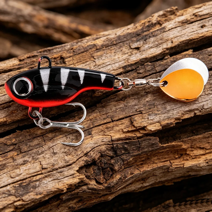 1 stücke Spinner Köder Metall VIB Angeln Locken Rotierenden Schwanz Vibration Doppel Pailletten 5g 8g 11g 17g 20g Wobbler Trolling Köder Pesca