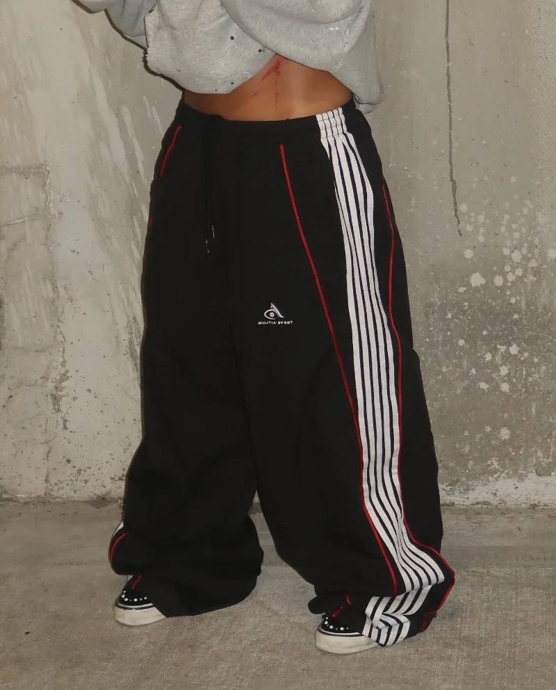 

New Colorful Striped Embroidered Patchwork Trousers Harajuku Hip-hop Oversized Sweatpants Retro American Casual Casual Pants Men