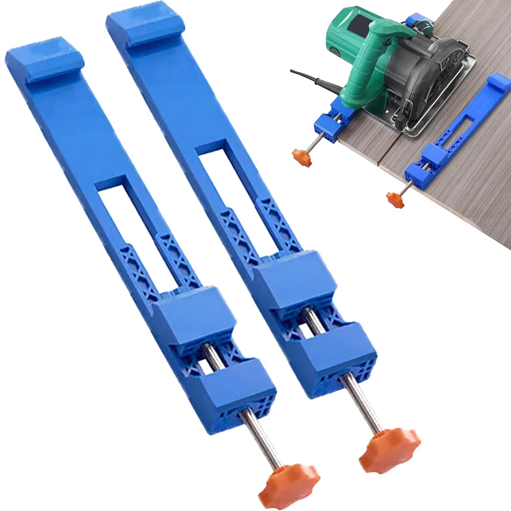 Circular Saw Positioning Clamps with Adjustable Distance from Side of Mountain for Customized Cutting Solutions