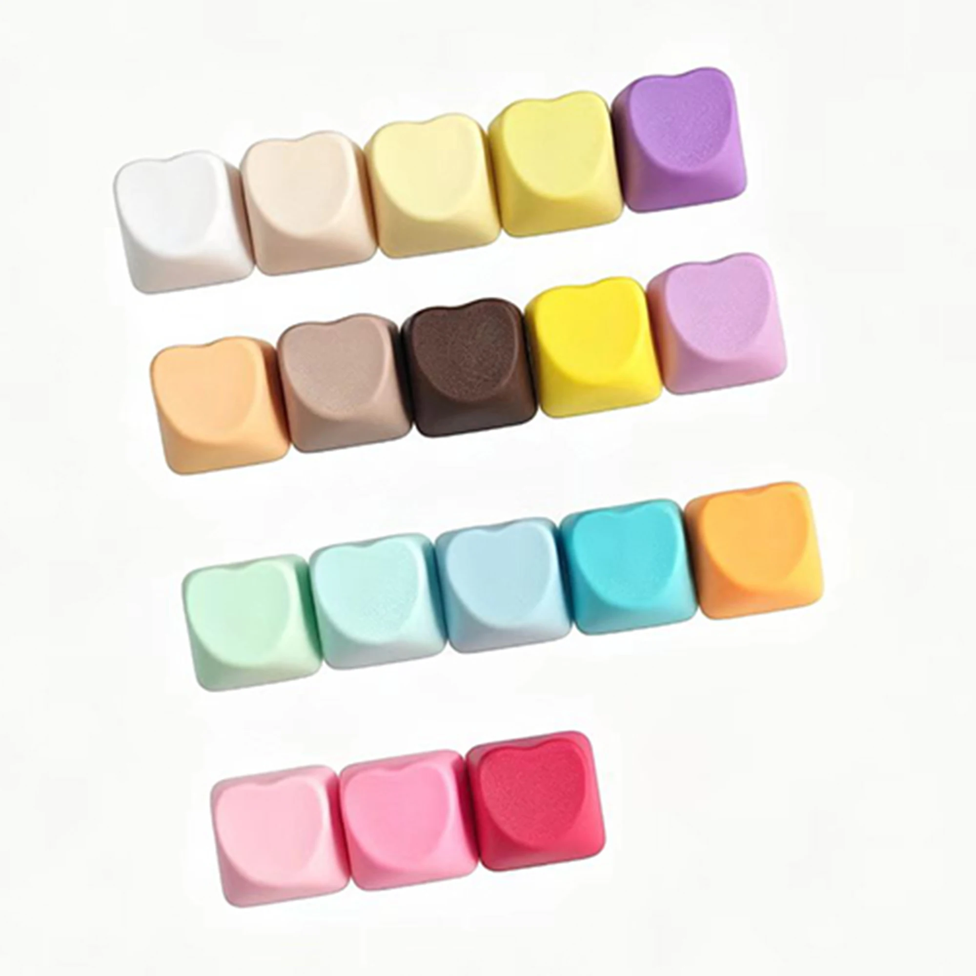 20pcs Heart-shaped PBT Blank Color Pink White Red Green Blue Yellow Purple 1u Cute Keycaps DIY(Blank PBT 1.6mm)