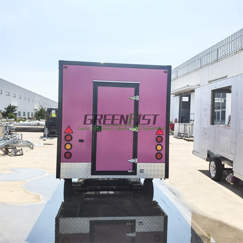 3M Small Pink Food Trailer with Full Mobile Food Trucks Frying Equipment Food Cart