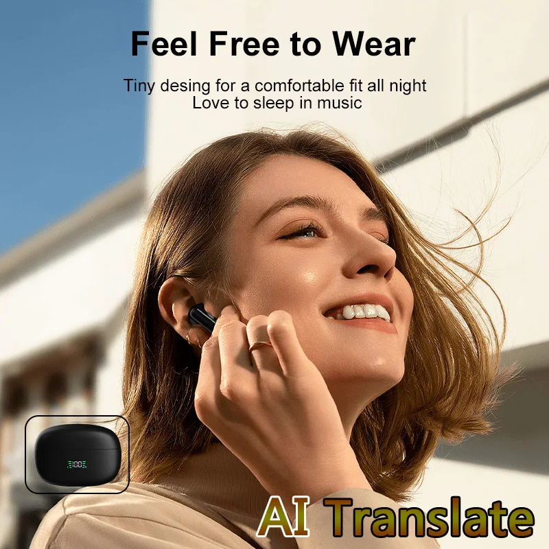 2024 NEW Translation Headphones 144Languages Instant Translate Smart Voice Translator Wireless Bluetooth AI Translator Earphone