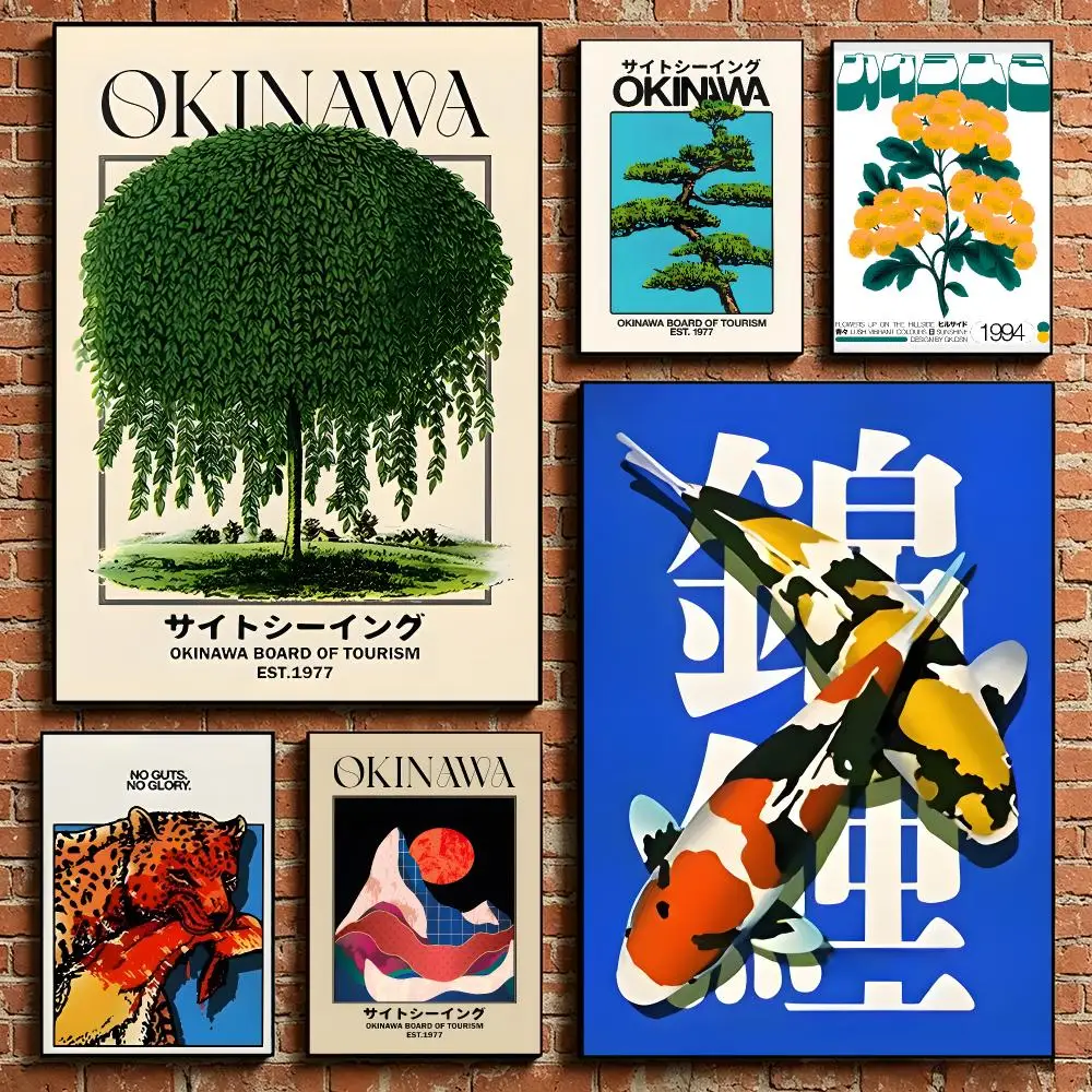 Okinawa JP Fashion Poster Art Print Cafes Clubs Living Room Home Decor Art Poster self-adhesive HD Print Poster