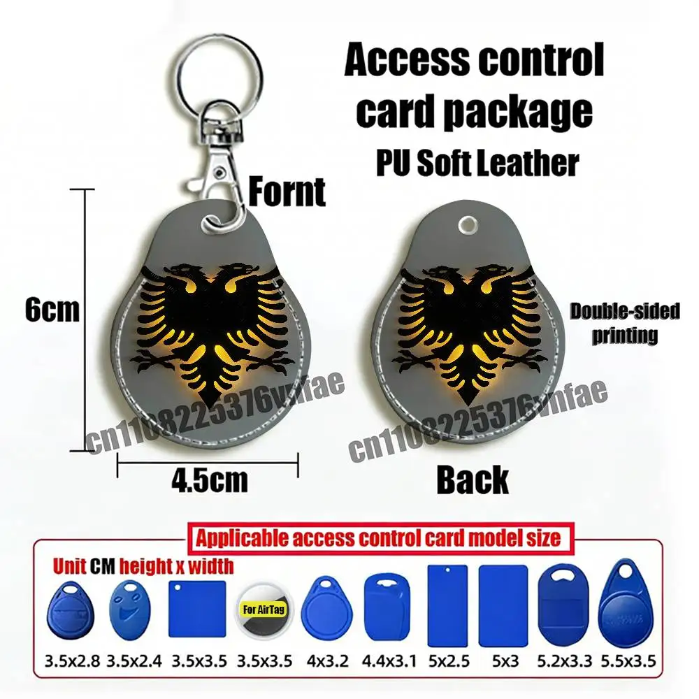 For Albania Albanian Illyrian Eagle Flag For AirTag Card Holder Cover ID Clips Credit Bank Access Electric Car Keychain - view 2