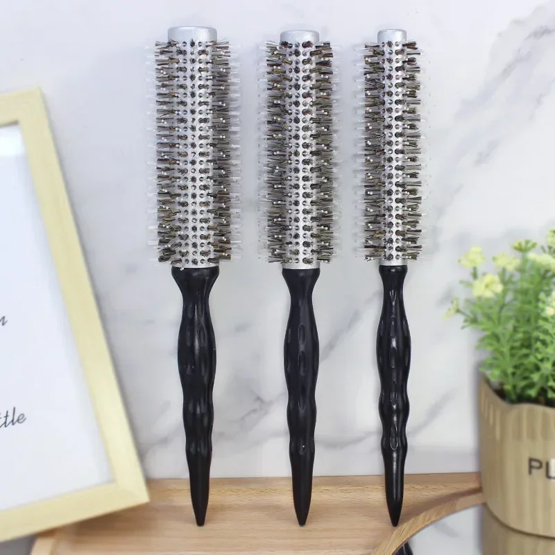 Professional Salon Hair Round Brush Boar Bristles Anti-static and Heat Resistant Ceramic Coating Hairdresser Brush Styling Tools