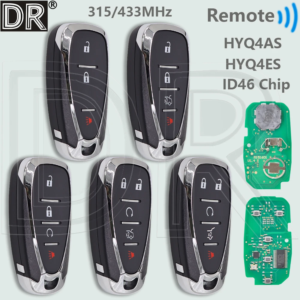 

DR ID46 HYQ4AS 315MHz/HYQ4ES 433MHz Car Remote Key For Chevrolet Malibu Equinox Spark Cruze Camaro Sonic Malibu Volt 2021-2024