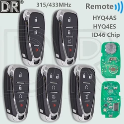 DR ID46 HYQ4AS 315MHz/HYQ4ES 433MHz Car Remote Key For Chevrolet Malibu Equinox Spark Cruze Camaro Sonic Malibu Volt 2021-2024