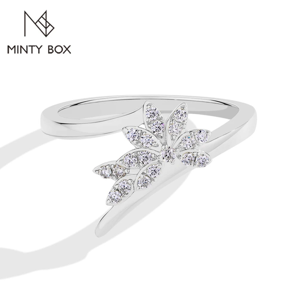 MINTYBOX Moissanite Ring S925 Sterling Silver Flower D VVS1 Lab Diamond Engagement Rings For Women Luxury Wedding Jewelry Gift