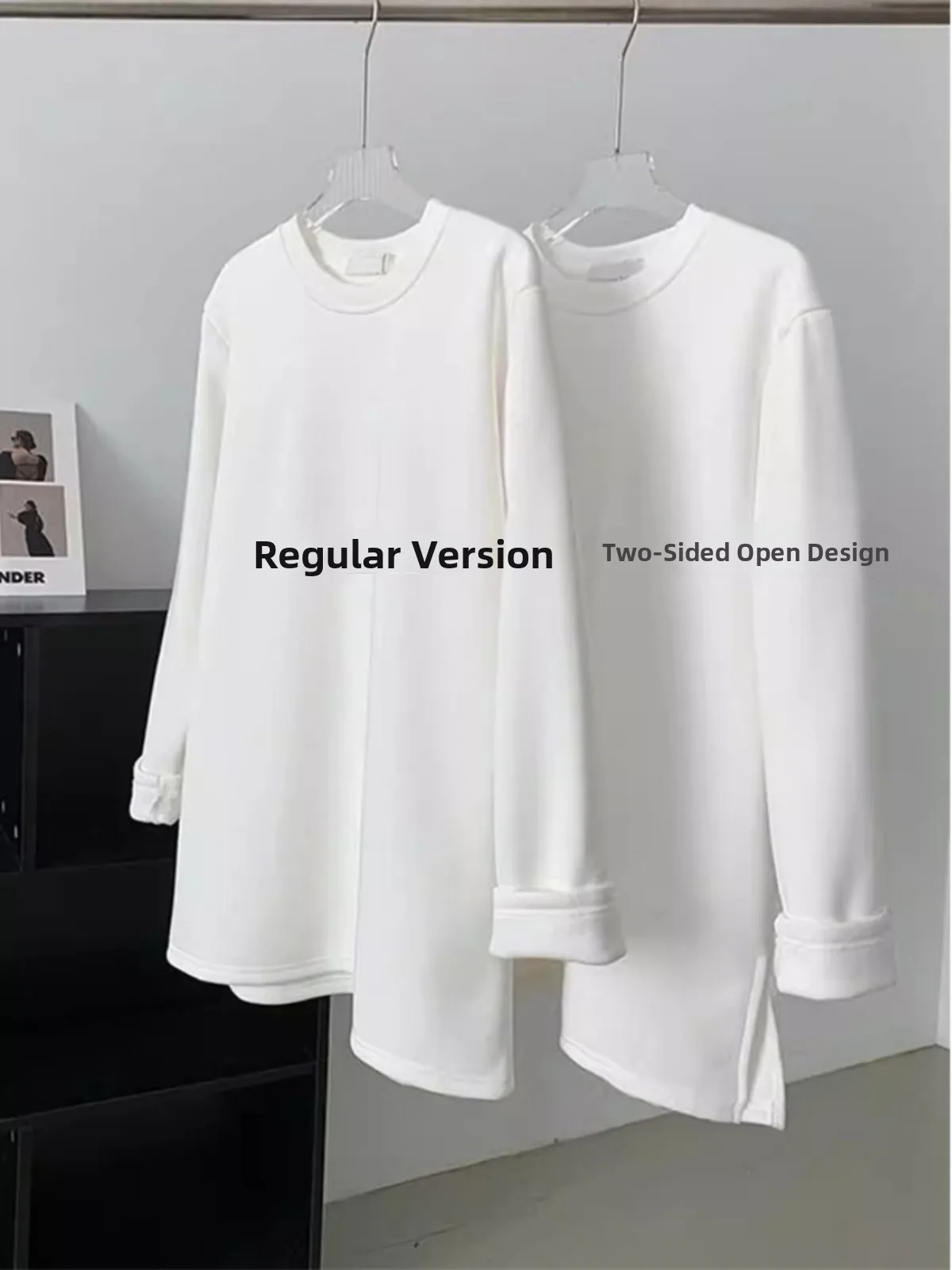 

Women's Long Sleeve Fleece Lined T-Shirt round Neck Base Layer Shirt Shoulder Width Regular Fit Korean Style Commute Fashion