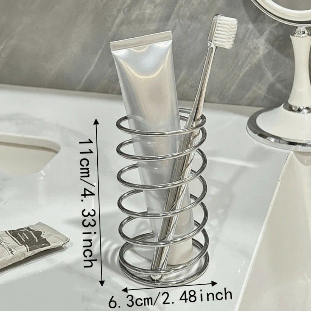 3pcs/Set Stainless Steel Toothbrush Holder Space Saving Multi-Functional Bathroom Storage Shelf Rustproof Toothpaste Rack