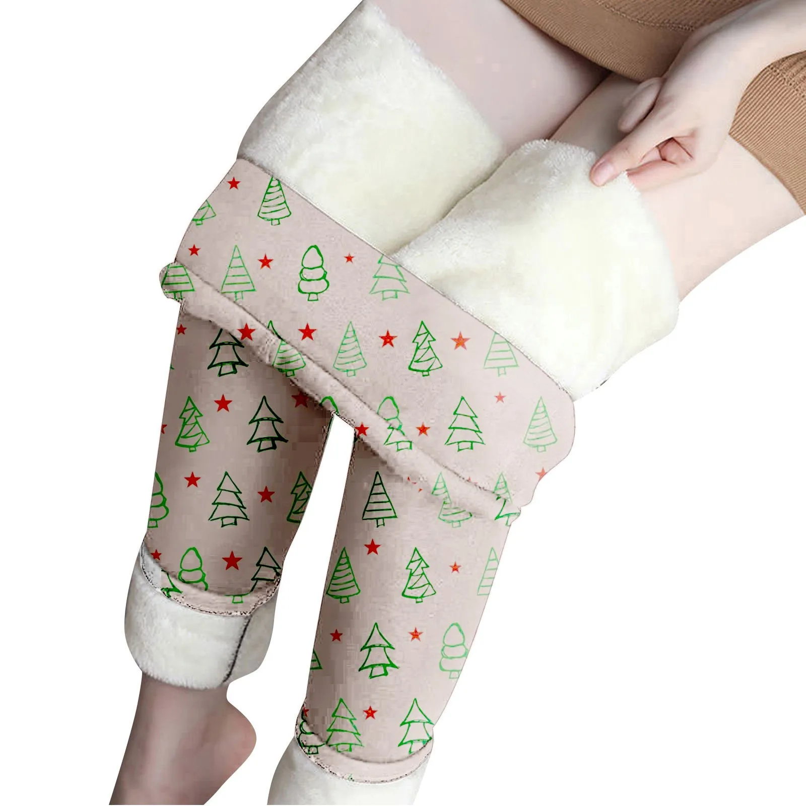 Christmas Plus Velvet Leggings Women's Elegant Cute Print High Waist Stretch Long Stocking Xmas Theme Ladies Gym Sport Yoga Pant