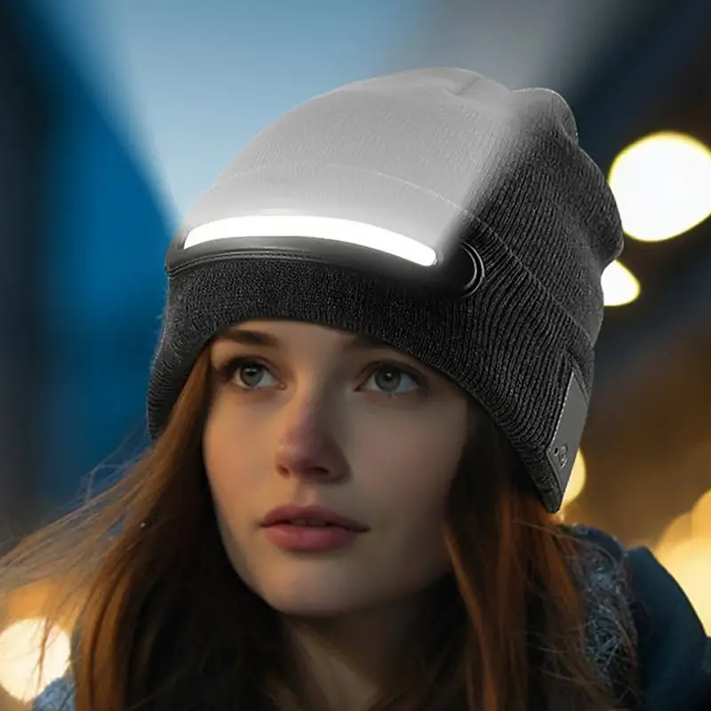 Outdoor Warm Hat With LED Light Winter Beanies Hat Winter Hat USB Rechargeable Super Bright Warm Knitted Hat man woman