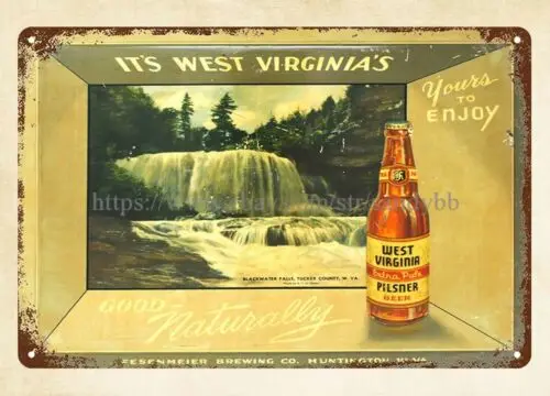 West Virginia Beer Fesenmeier Brewing Huntington WV 2 metal tin sign old wall