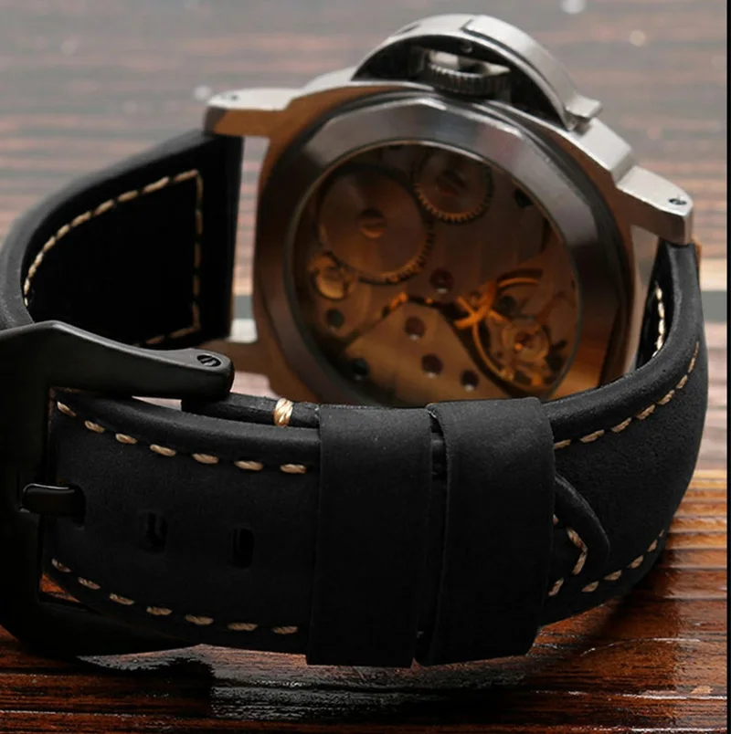Matowy pasek ze skóry bydlęcej do zegarka Panerai PAM111 441 312 Breitling Hamilton Diesel Męski pasek ze skóry bydlęcej 22 24 mm 26 mm