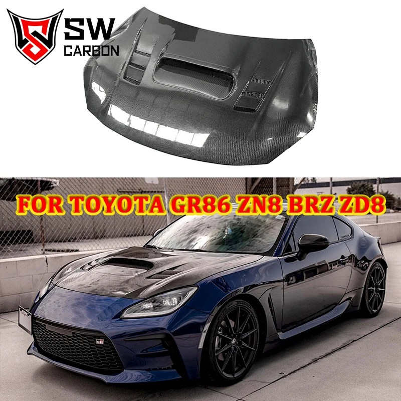 

Real Carbon Fiber WRX Style Front Hood For Toyota GR86 ZN8 BRZ ZD8 2022+ Front Engine Hood Bonnet Air Vent Cover Bodykit