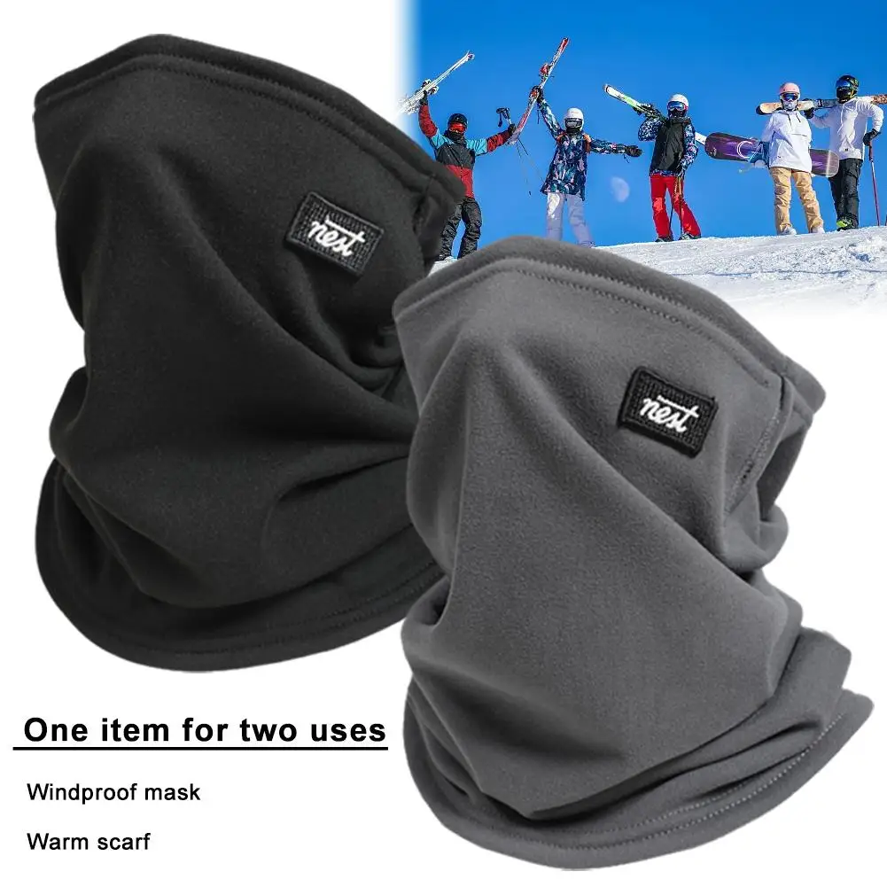 Winter Fleece Neck Warmer Half Face Mask Ski Fleece Neck Gaiter Windproof Cold Proof Neck Tube Scarf For Bike Hiking A3Y4