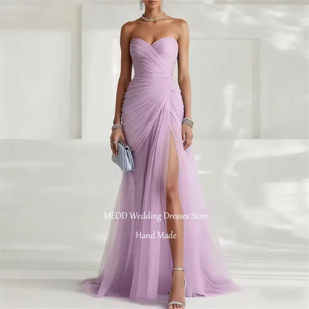 

MEOD Sky Blue Women's Formal Evening Gowns Mermaid Sweetheart Prom Dress 2026 High Slit Sleeveless Robes De Soirée Customized