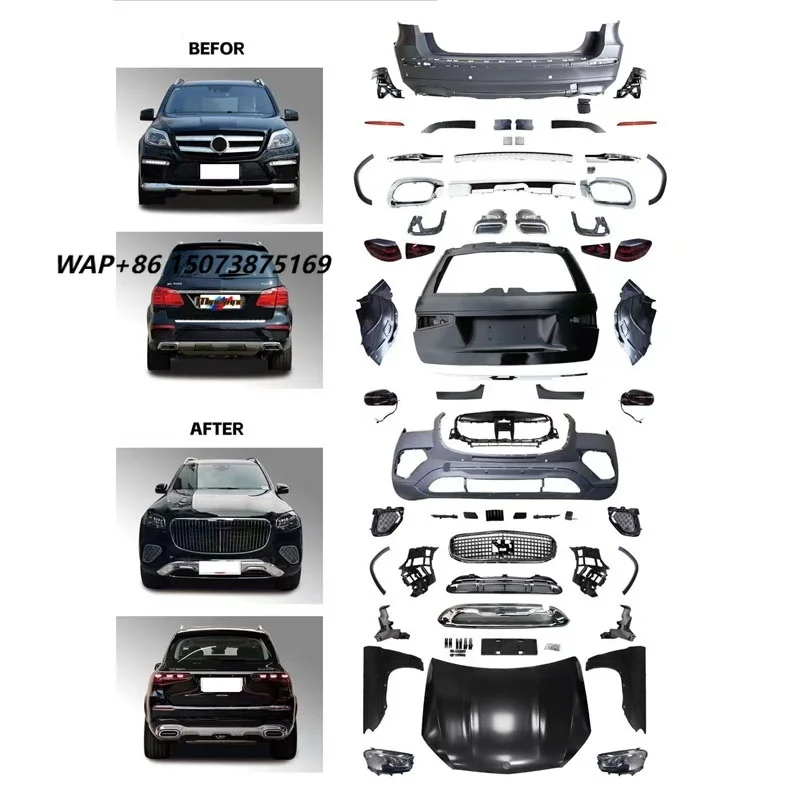 Factory Direct PP Plastic Full Bodykit for  GL X166 2013 Upgrade to GLS Front Bumper Grille Rear Diffuser