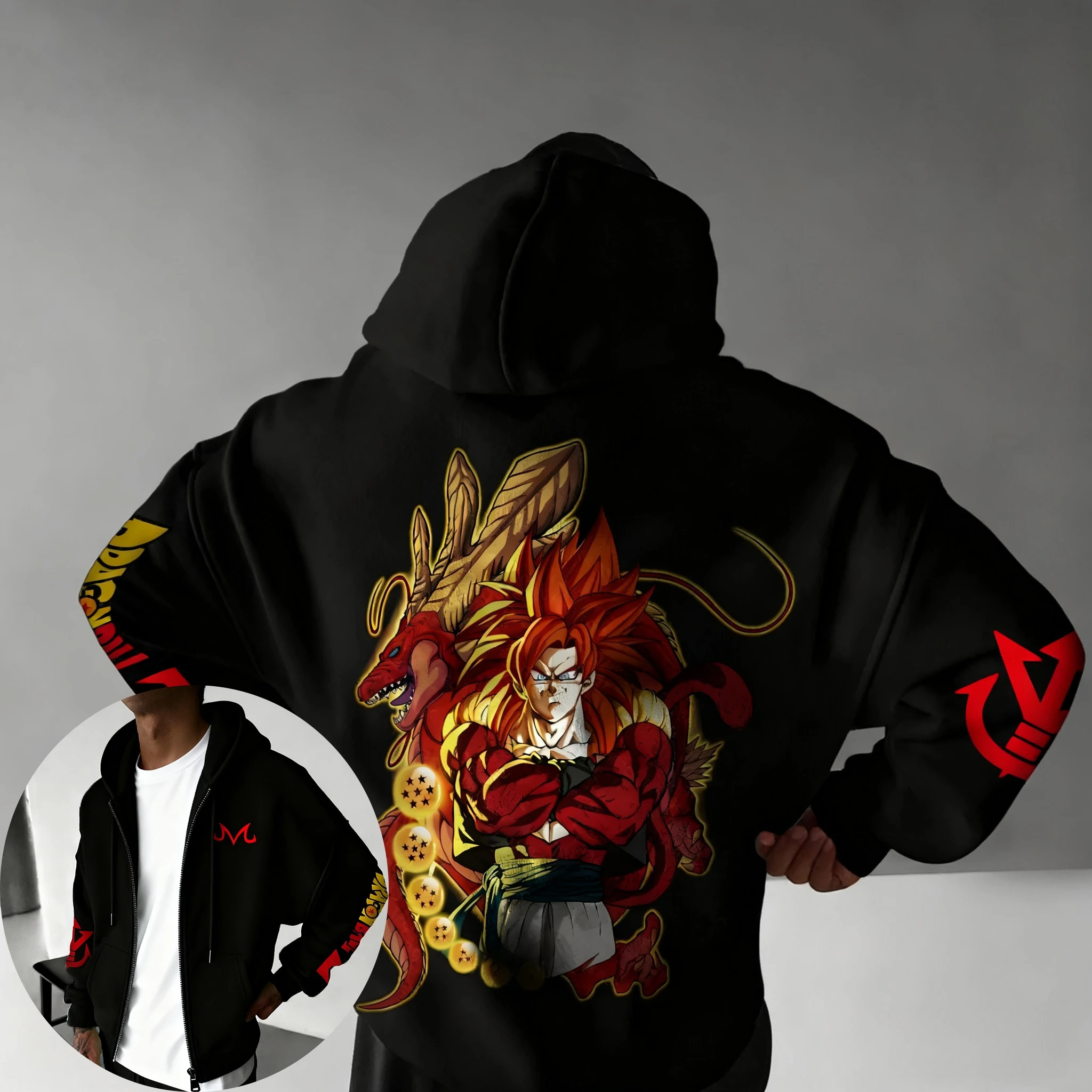 

Dragon Ball GT Cotton Zipper Hoodie Men's 2025 Autumn/Winter New Anime Printed Harajuku Plus Size Y2K Casual Loose Sweater Top