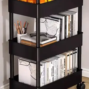 عربة رف تخزين متنقلة غرفة نوم متعددة الطبقات رف تخزين منظم مطبخ منزلي عربة متعددة الوظائف مع رف عجلات أفضل 6 عربة وجبات خفيفة مستعملة - رقم 1