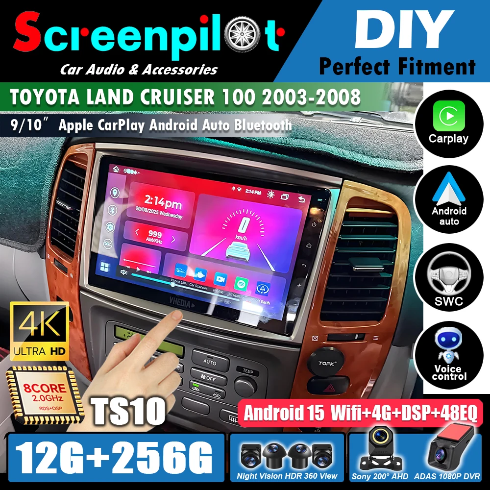 Car Radio Android 16 Screen GPS For Toyota Land Cruiser 100 LC100 Lexus LX470 2002- 2007 Multimedia Video GPS Navigation Player