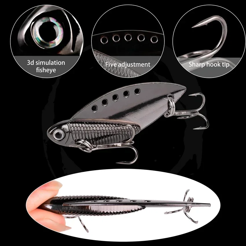 1 Pcs Metal VIB 7G 10G 15G 20G Fishing Lure Vibration Spoon Spinner Lures Crankbait Bass Artificial Hard Bait Cicada VIB Tackle