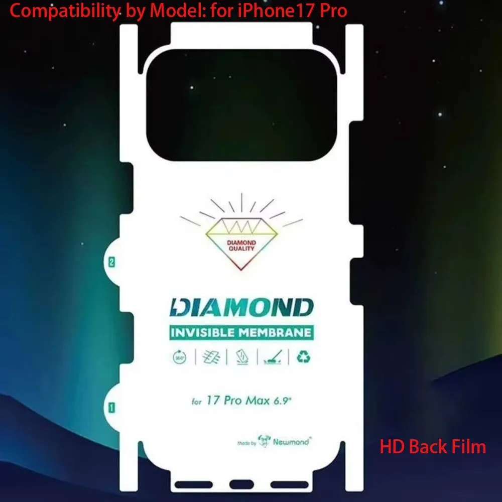 

HD Clear Back Screen Protector Anti-scratch Anti-Shatter Hydrogel Film Soft TPU Matte Film for iPhone 17Pro/17 Pro Max