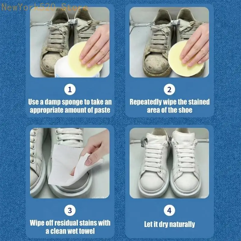 White Shoe Cleaner Cream, Multipurpose None Wash Stable Comes with Sponge Removes Smudges, White Shoes Clean Creams N84C - view 2