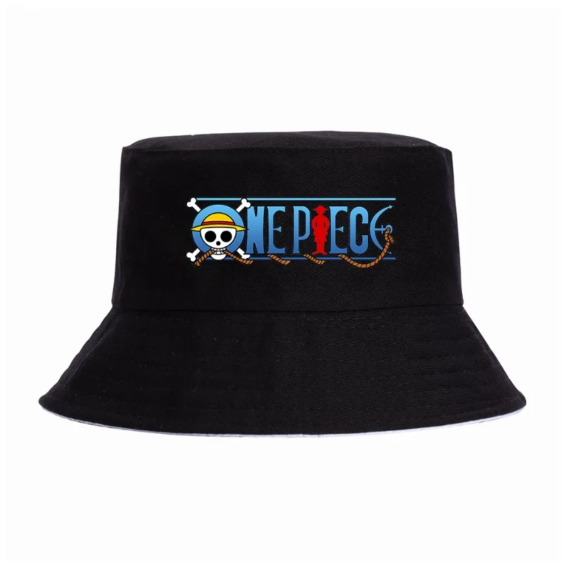 One Piece Fisherman Hat Cartoon Anime Bucket Hats Men Women Summer Panama Cap Adult Outdoor Sports Cotton Casual Sunshade Caps