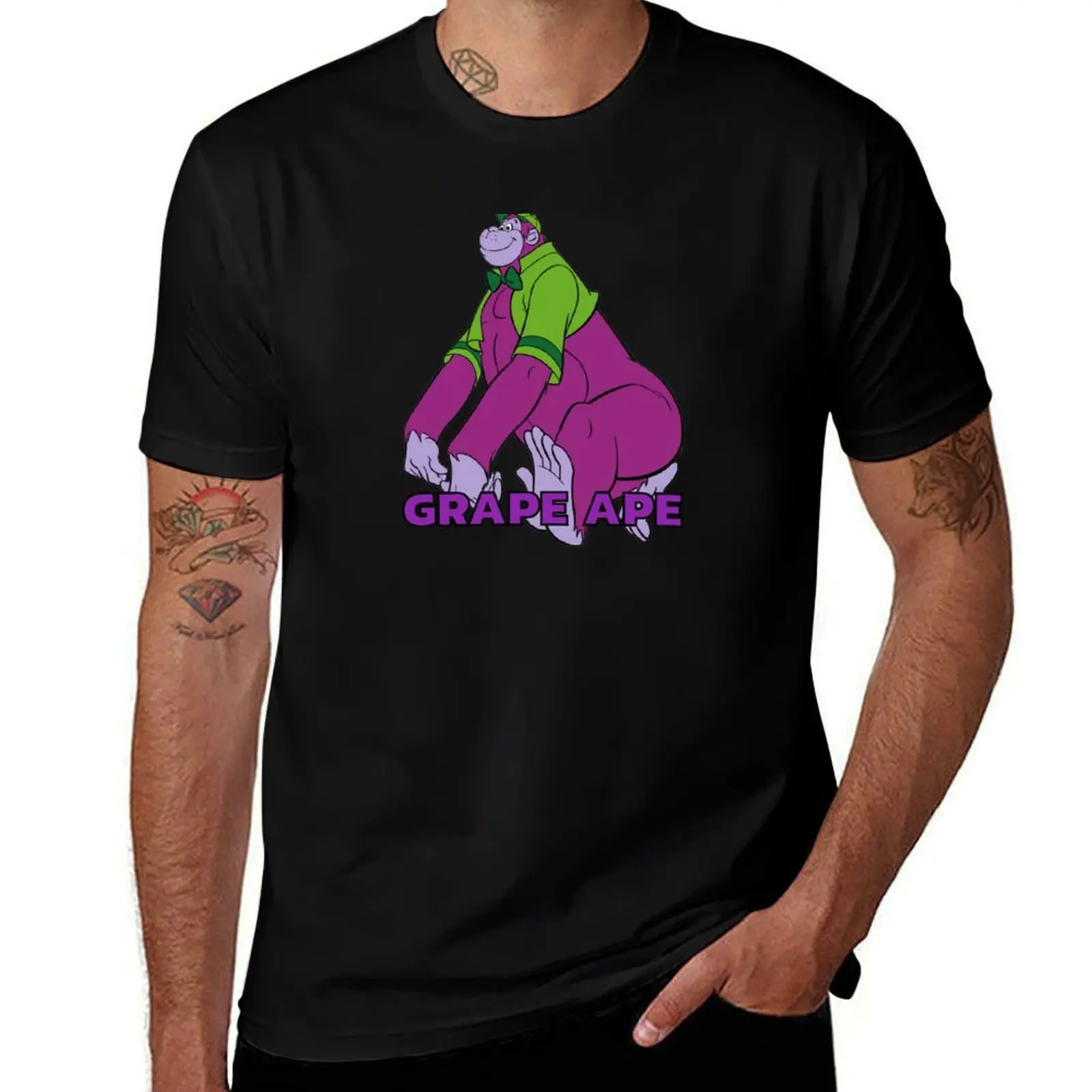 

Grape Ape Cartoon T-Shirt funny t shirts dark humor t shirts for man pack cotton T-Shirt