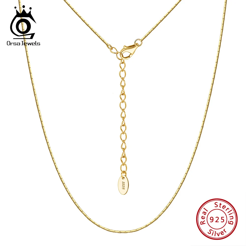 

ORSA JEWELS 925 Sterling Silver 0.6mm Bamboo Chain Necklace For Women Men Fashion Party Charm Choker Jewelry Christmas Gift SC85