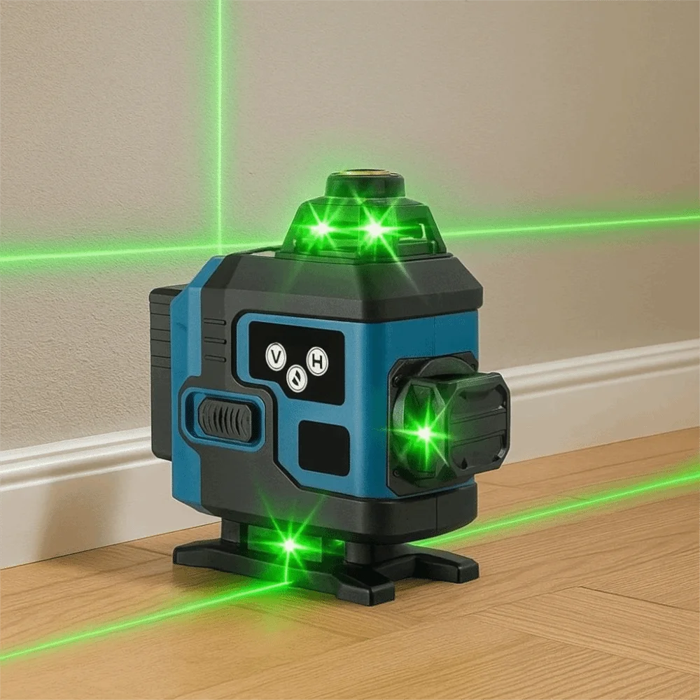 

2x4000mah Battery 16-Line Laser Level Super Powerful Wall-Mounted 360° Rotating Laser Level Horizontal Vertical Cross Portable