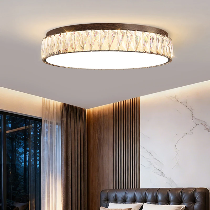 Plafonnier LED rond moderne avec cristaux, lumière douce pour chambre à coucher, salon, hall d'entrée, lampe décorative