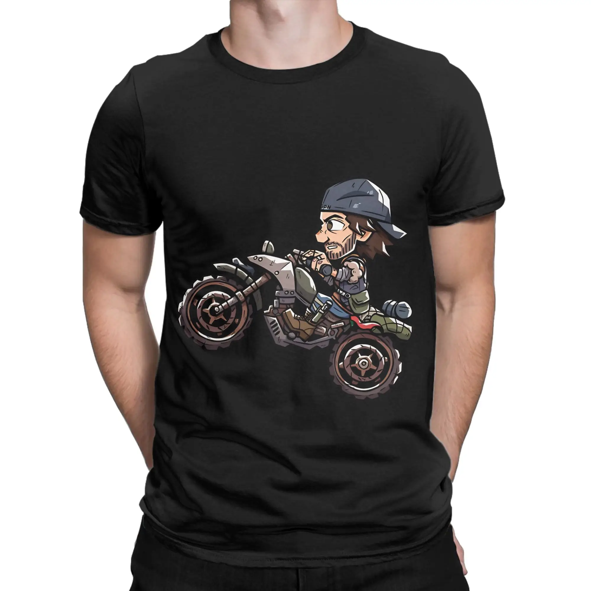 Deacon St John Drifter Bike Days Gone Cartoon Classic Novelty 100% Cotton T-Shirt Days Gone Tees Tops For Men