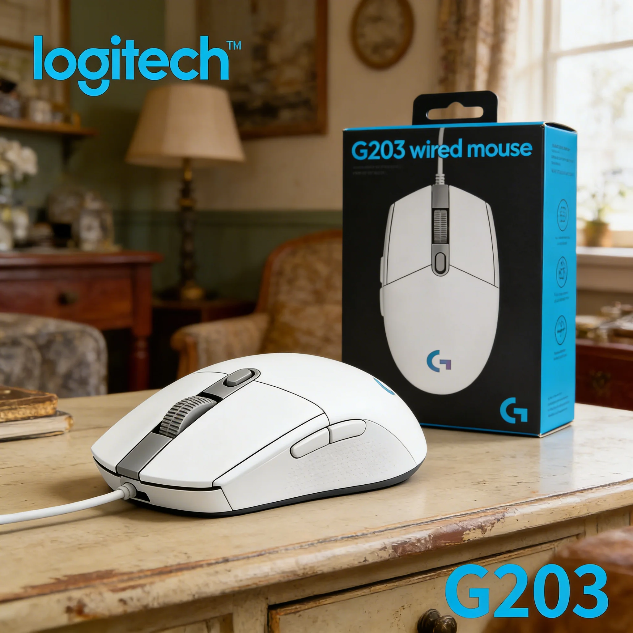 Logitech G203 Prodigy Programmable Mouse 8000 DPI Sensor 1000Hz Polling Rate 2 Year Warranty for Esports Gaming Accessories