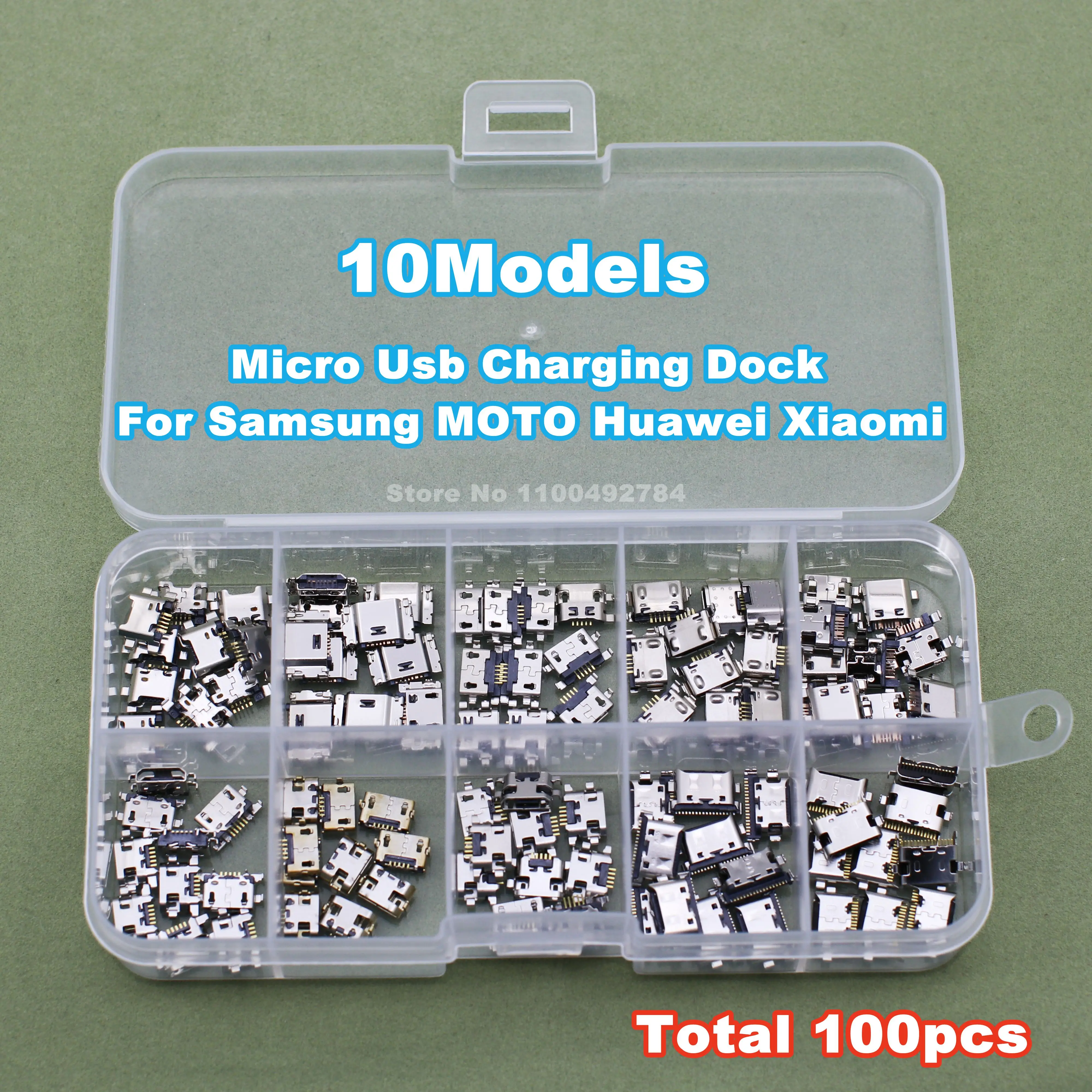 100Pcs/Lot 10Models Micro Usb Charging Dock Connectors 5Pin And 16Pin Use For Mobile Phone  Repair Kits