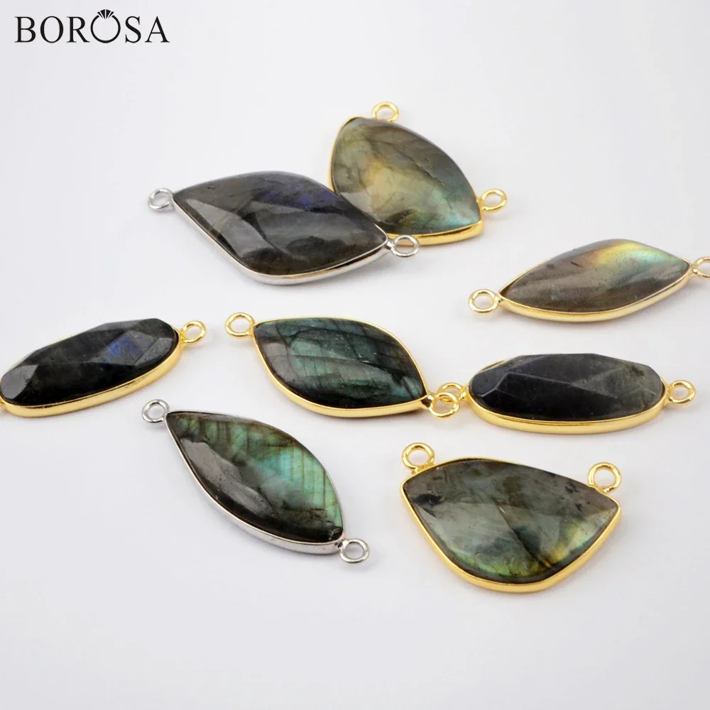 

BOROSA Unique Geometric Labradorite Connectors Beads for Jewelry Making High Quality Faceted Breads for Bracelets Necklace