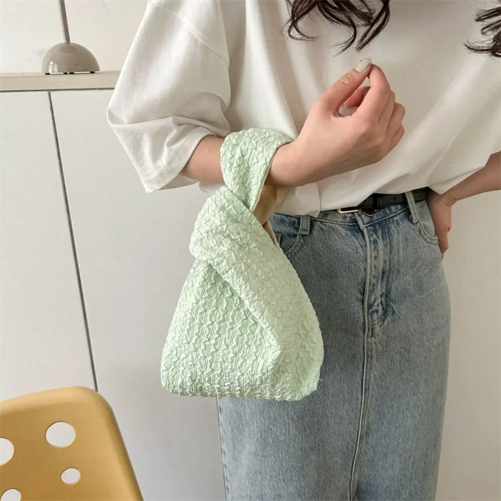 Korean Style Cloud Bubble Wrist Bag Solid Color Tote Bag Small Item Pouch Storage Bag Large Capacity Pleated Hand Bag Women