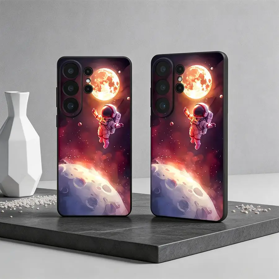 Cartoon Sun Moon Astronaut Phone Cover Case for Samsung Galaxy S26 Ultra Note 20 8 9 10 S25 Plus S21 FE S24+ S24 S26+ S20 S25+