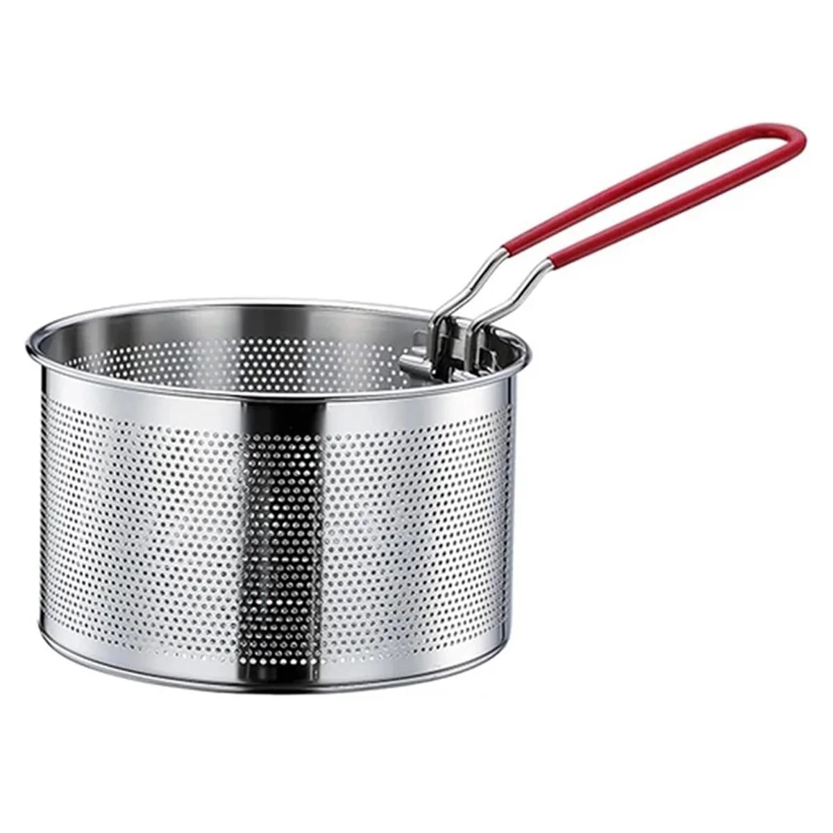 Frying Basket, Stainless Steel Pasta Basket,Deep Fryer Basket with Long Handle, for Pot, Round Food Strainer Basket 18CM