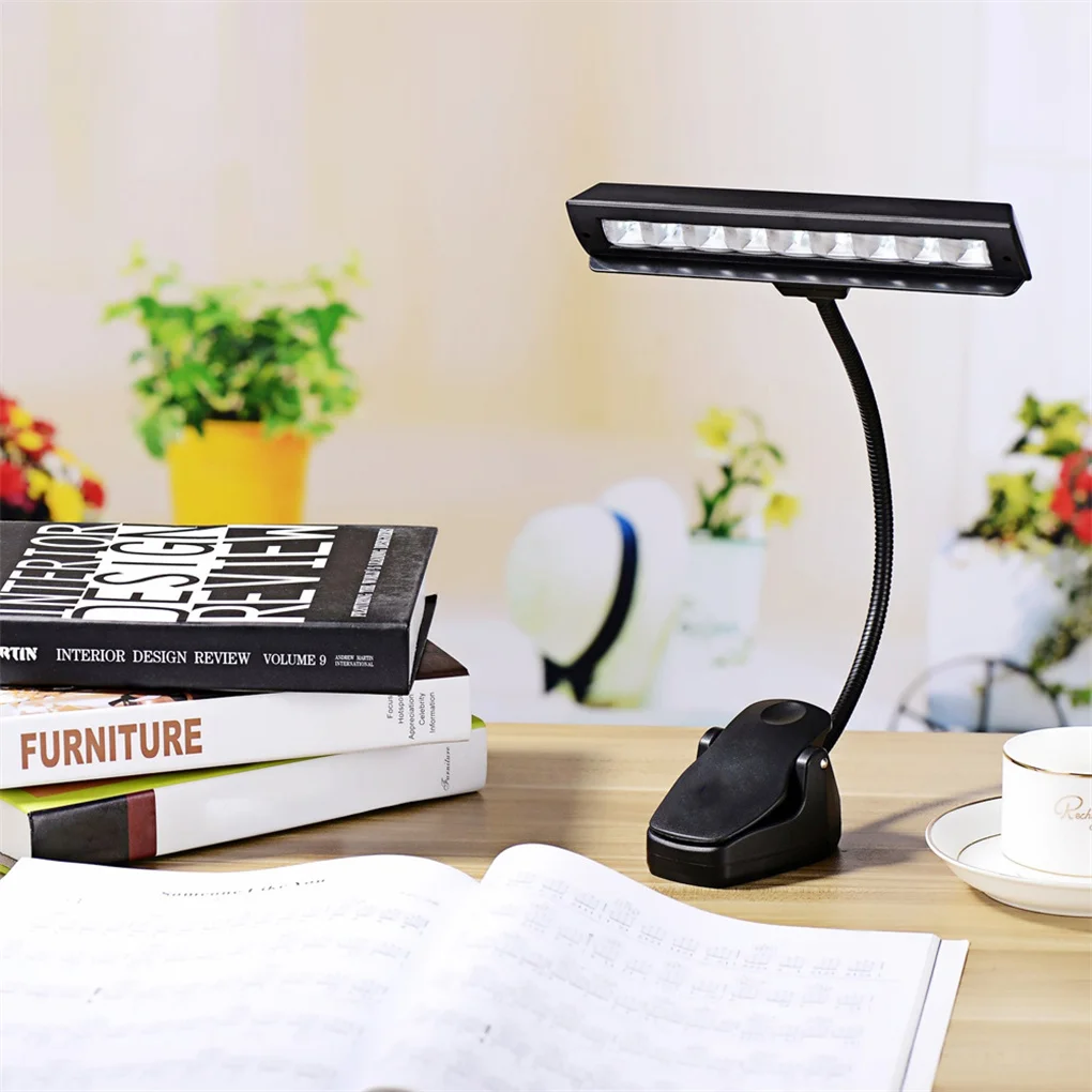 LED Music Stand Light Book Reading Lamp with Flexible Neck Office Camping Travel Lighting Kit Piano Players Musician