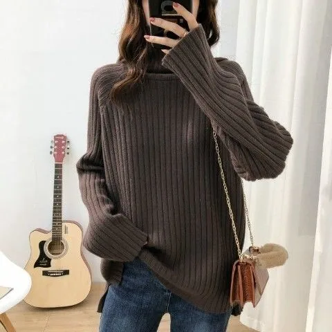 Yellow Color RU Spring Fall Korean Pullover Long Sleeve Sweater Loose Coat Casual Cloth Lady T-shirt Tops Clothes for Women Girl