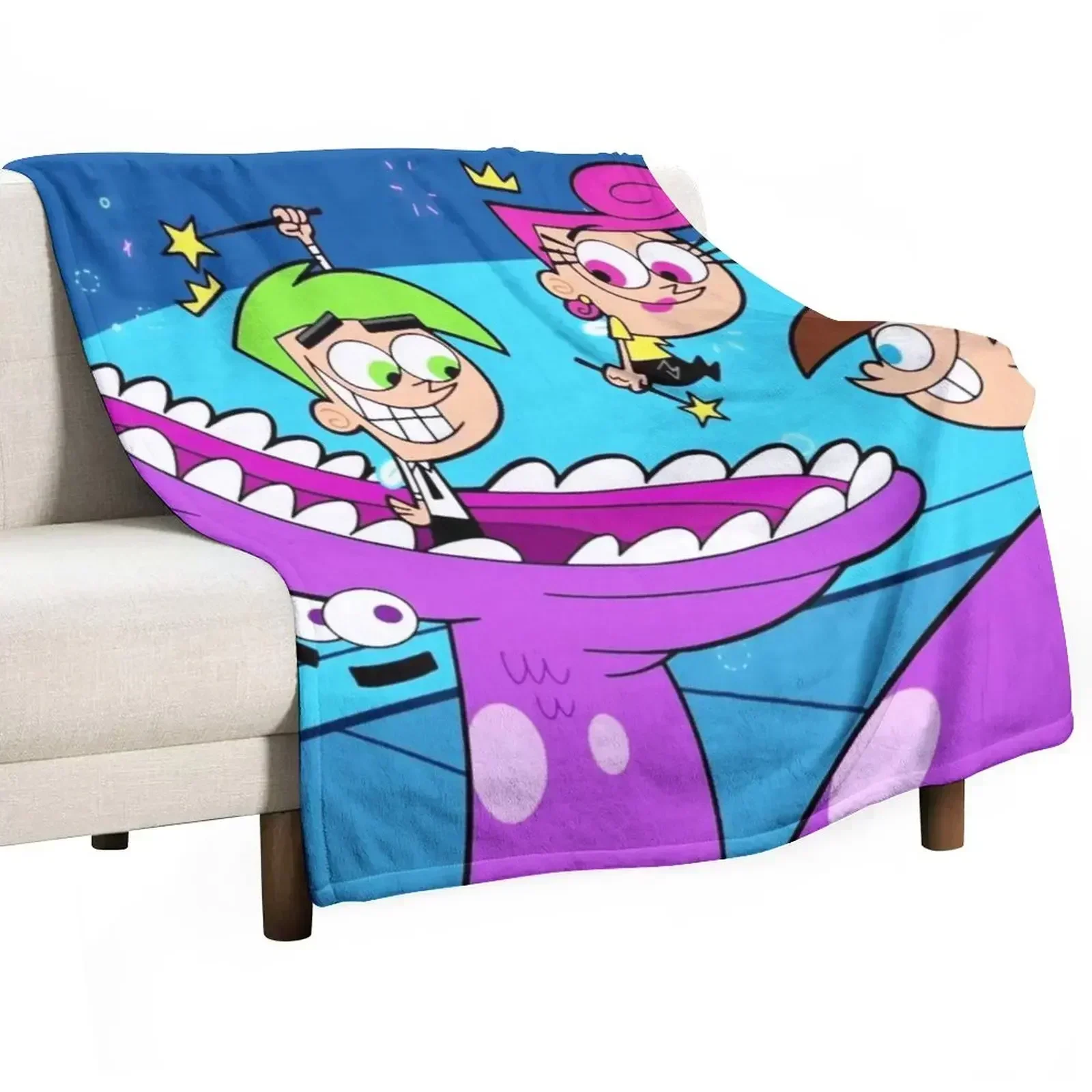 Fairly odd Parents Funny Gift For Fans fairly odd parents movie cartoon Throw Blanket Fashion Sofas Cute Plaid Plaid Blankets