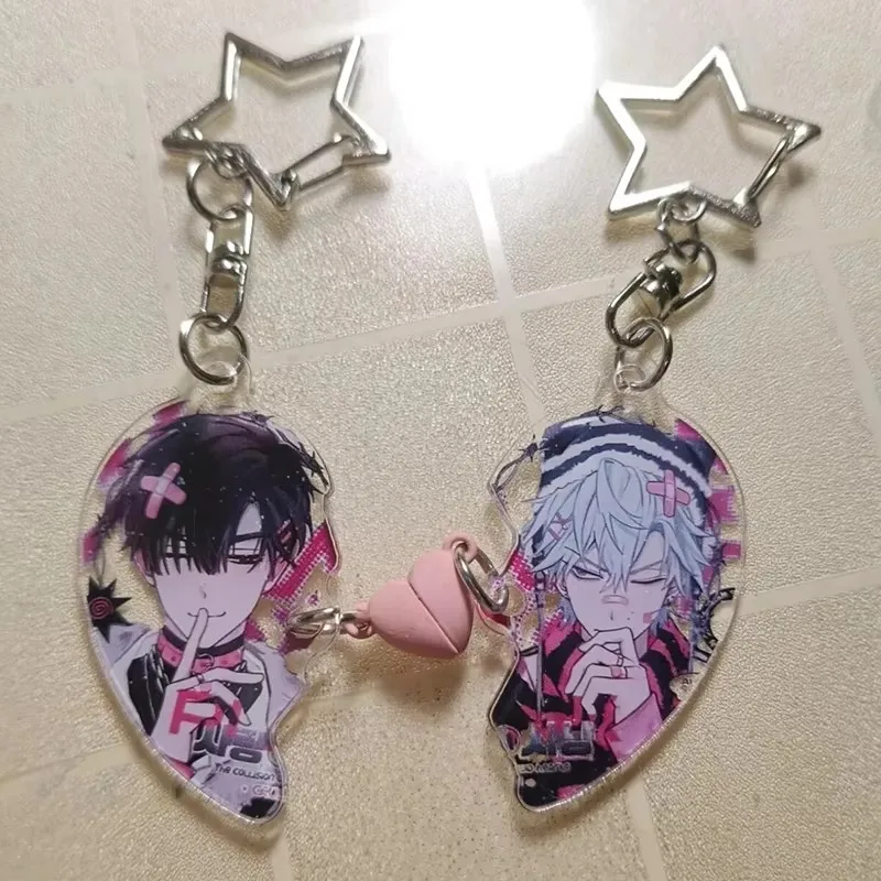 ZSQHET Anime Couple Keychain Alienstage Sua Mizi Lvan Till Luka Hyuna Magnetic Acrylic Pendant Backpack Lovers Pendant Gift image 3