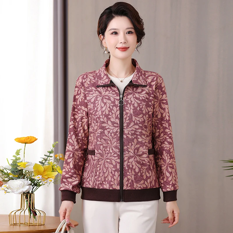 

Casual Loose Sle ort Jaet for Mom Autumn Faion Slimming Top Polyester Fiber Daily Wear Thin Model Not Available