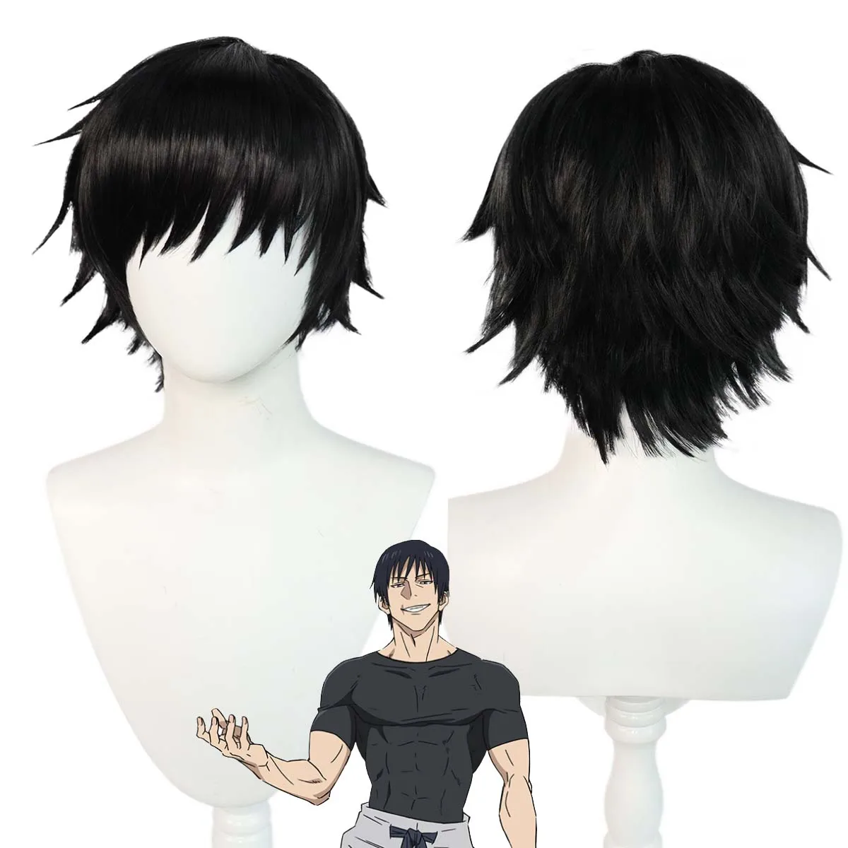 Party Roleplay Adult Men Toji Fushiguro Cosplay Short Black Synthetic Hair Wig
