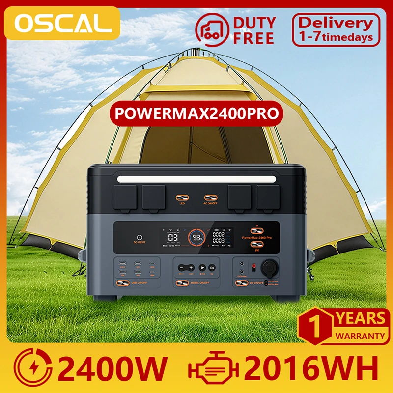 Estación de Energía Portátil Oscal PowerMax2400 Pro 2016Wh 2400W, Generador para Exteriores, Más de 3500 Ciclos… — oferta en AliExpress