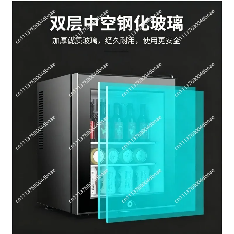 40L Mini Fridge with Glass Door, Compressor-Free Silent Cooling for Bedroom Office, Small Refrigerator with Adjustable Temp