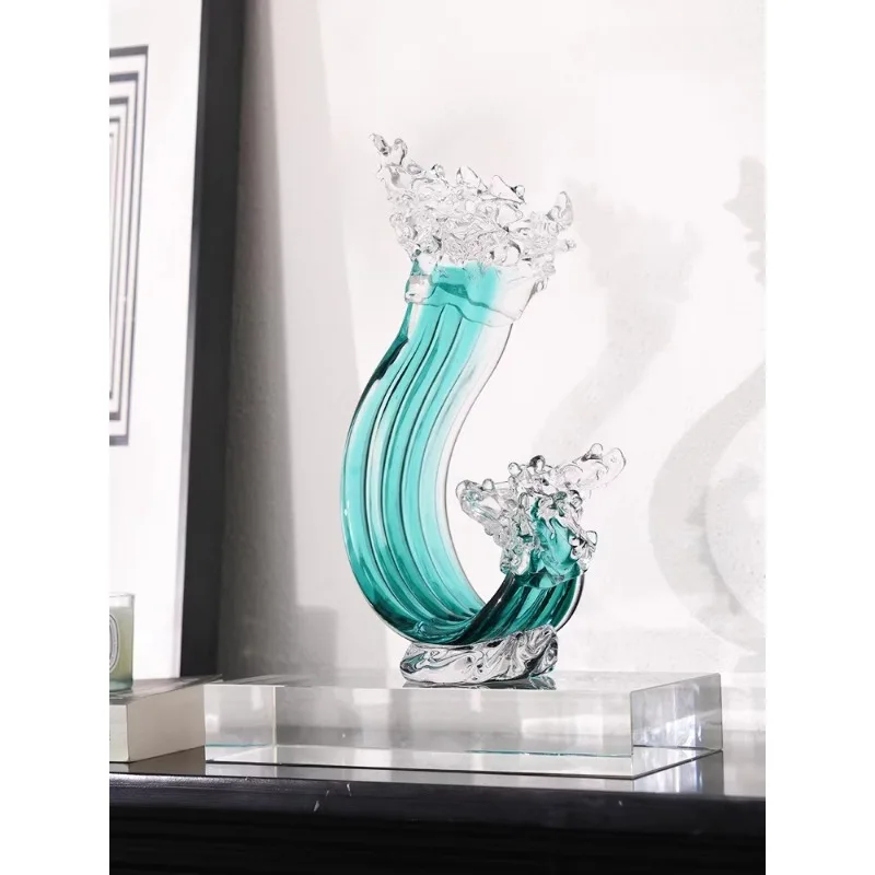 Light luxury art glazed wind and water to attract wealth, modern entrance TV cabinet wine cabinet Bogu rack ornament ho